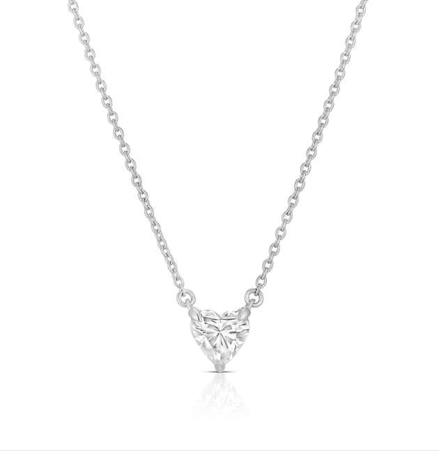 Ernest Jones BLOOM Florence 14ct White Gold 0.50ct Lab Grown Diamond Heart Pendant, £950