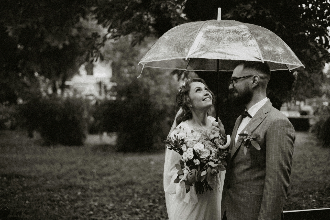 Couples wedding day umbrella